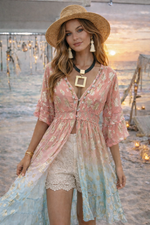 Pink Tide Mirror Kimono Dress