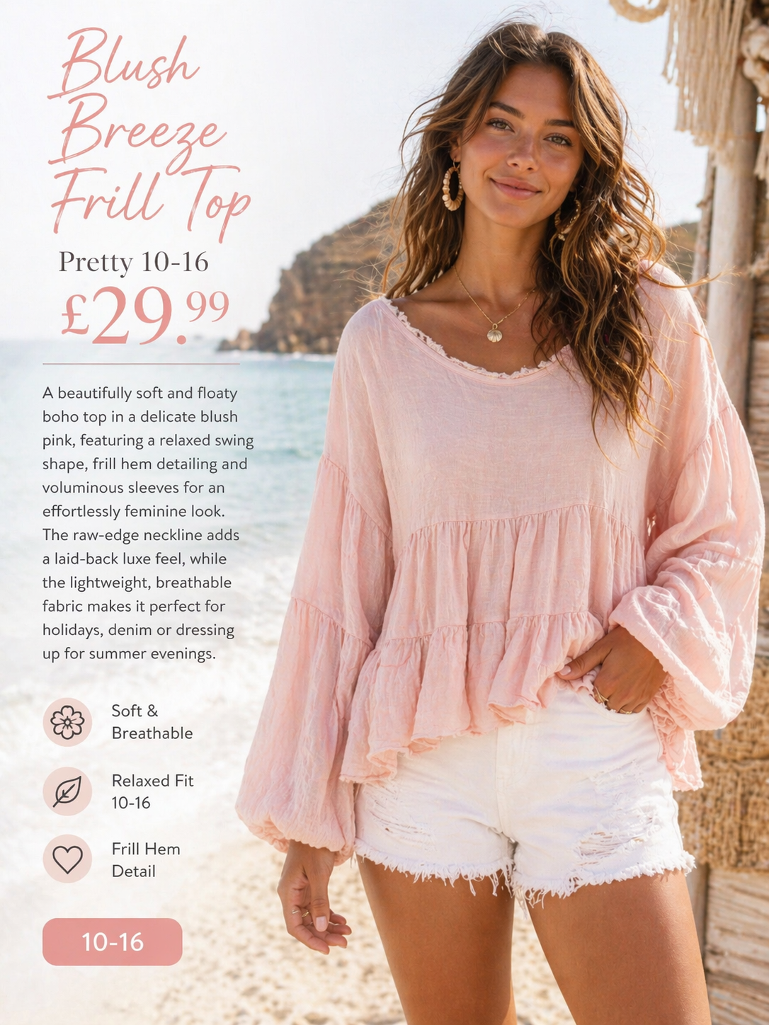 Blush Breeze Frill Top