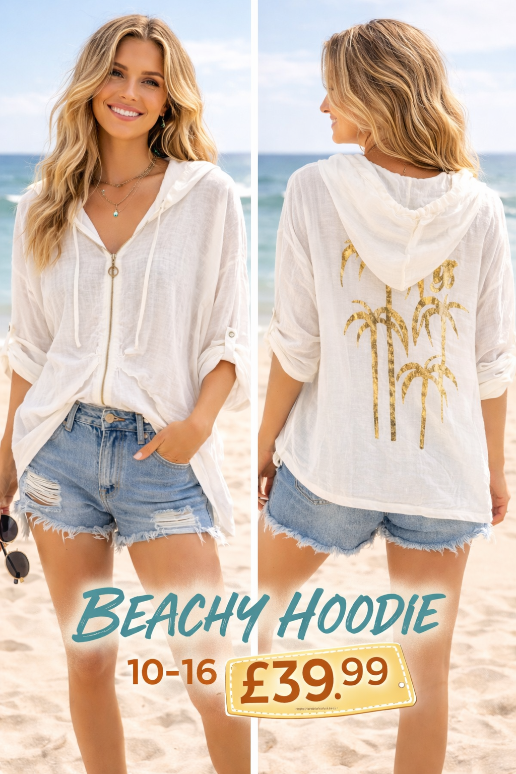 Golden palm beach hoodie
