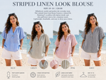 Striped linen look blouse