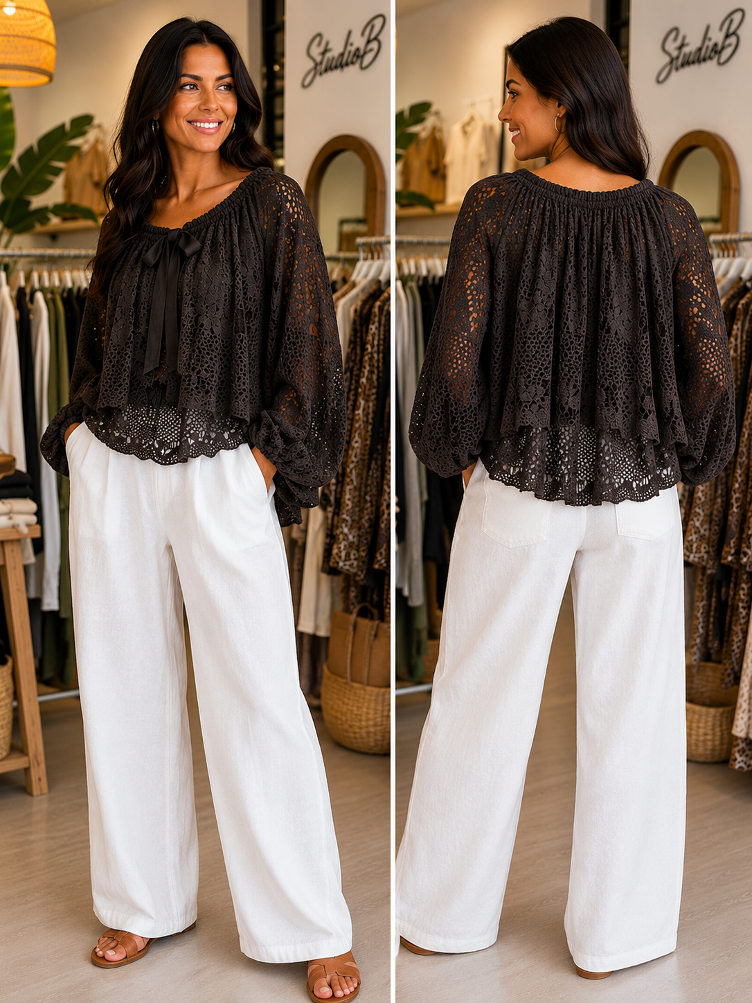 Midnight Lace Boho Blouse