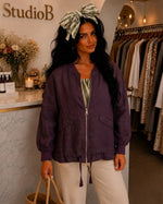 Purple bomber light weight jacket