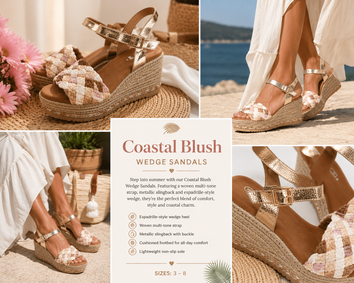 Coastal Blush Wedge Sandals