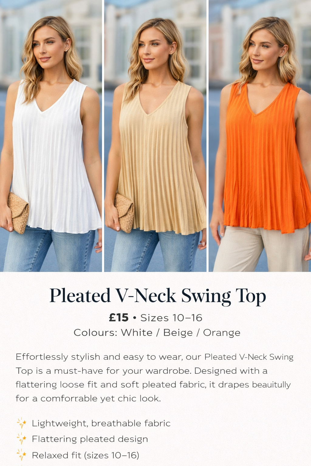 Pleated V neck swing top