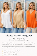 Pleated V neck swing top