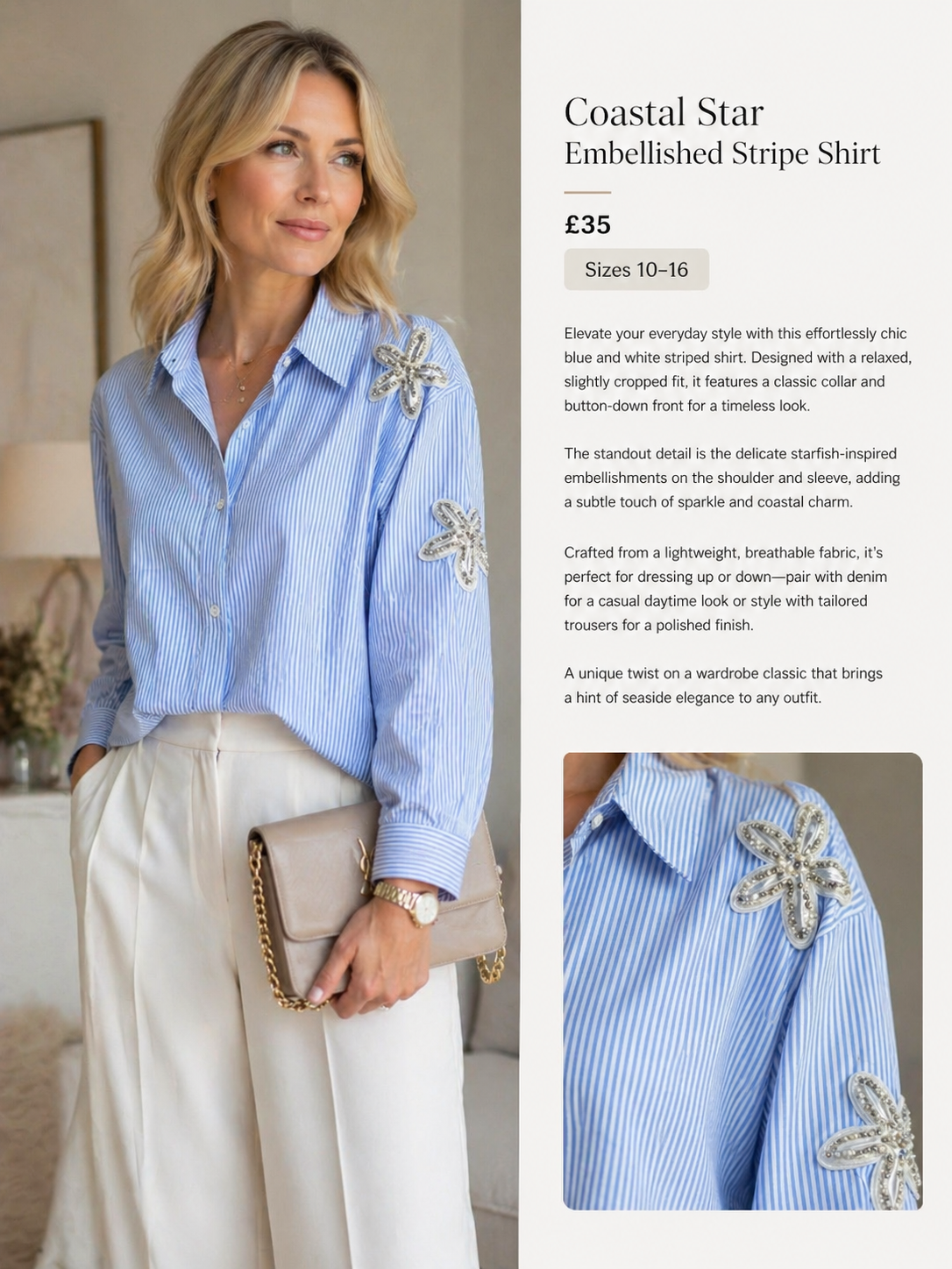 Coastal Star Embellished Stripe Shirt