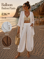 Plus size button bamboo balloon pants