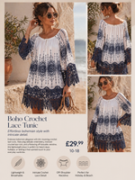 Boho crochet lace tunic