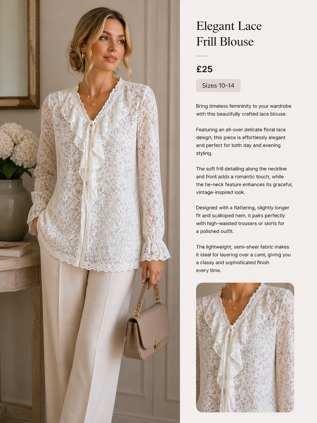 Elegant Lace Frill Blouse