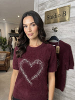 The Sparkle Heart Fluffy Short-Sleeve Jumper