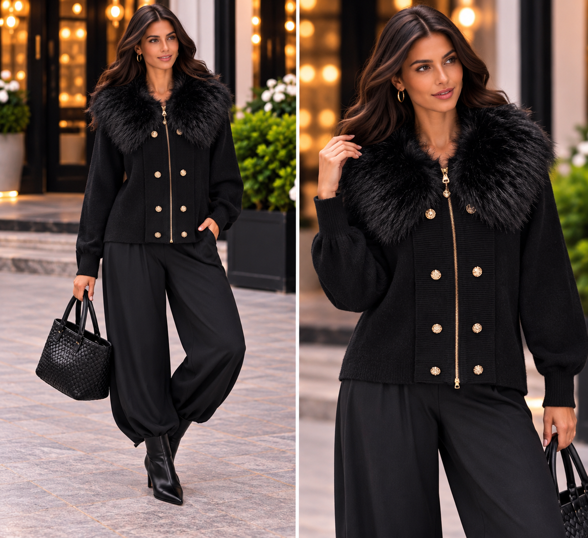 🖤✨ The Monaco Luxe Faux Fur Collar Jacket ✨🖤