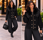 🖤✨ The Monaco Luxe Faux Fur Collar Jacket ✨🖤