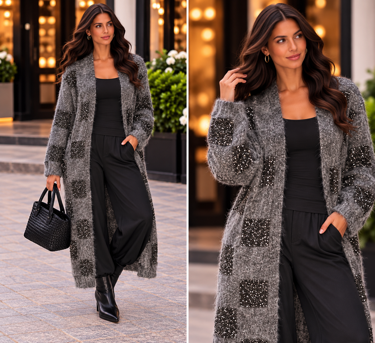 ✨🖤 The Milan Sparkle Patchwork Longline Cardigan 🖤