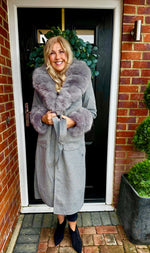 Max grey faux fur coat