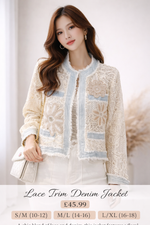 Lace trim denim jacket