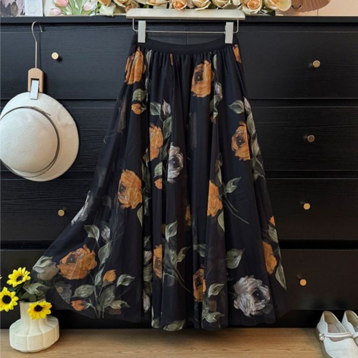 Midnight Rose Maxi Skirt