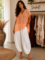 The Santorini Crochet Button Top