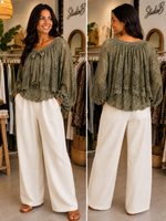 The Khaki Muse Lace Blouse
