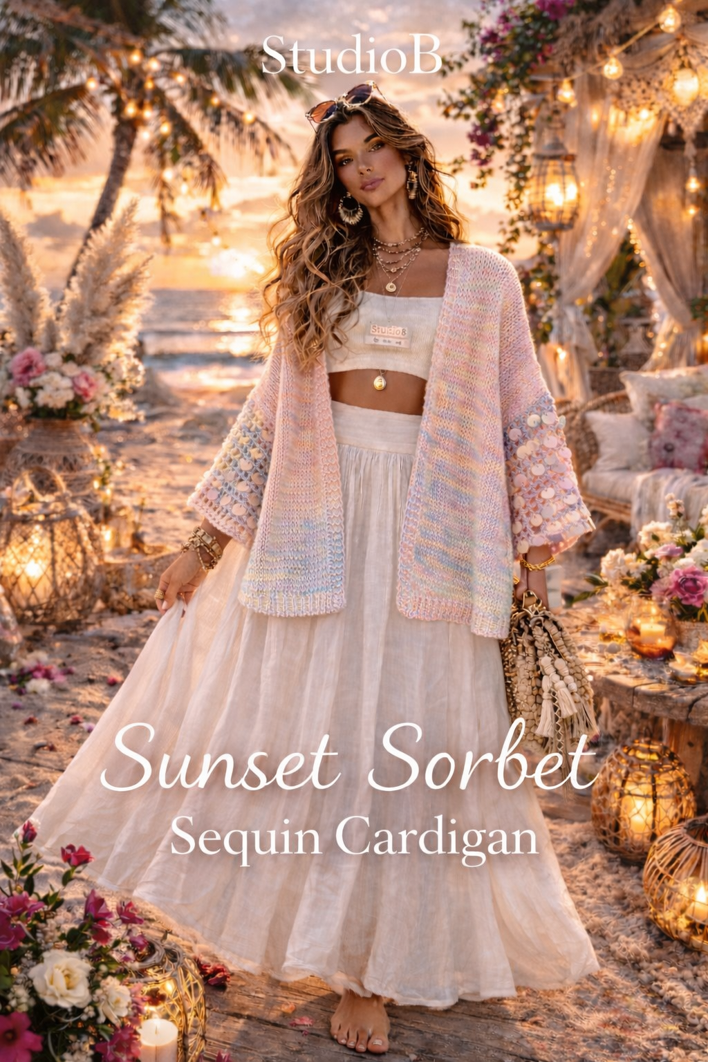 Sunset Sorbet Sequin Cardigan – by StudioB
