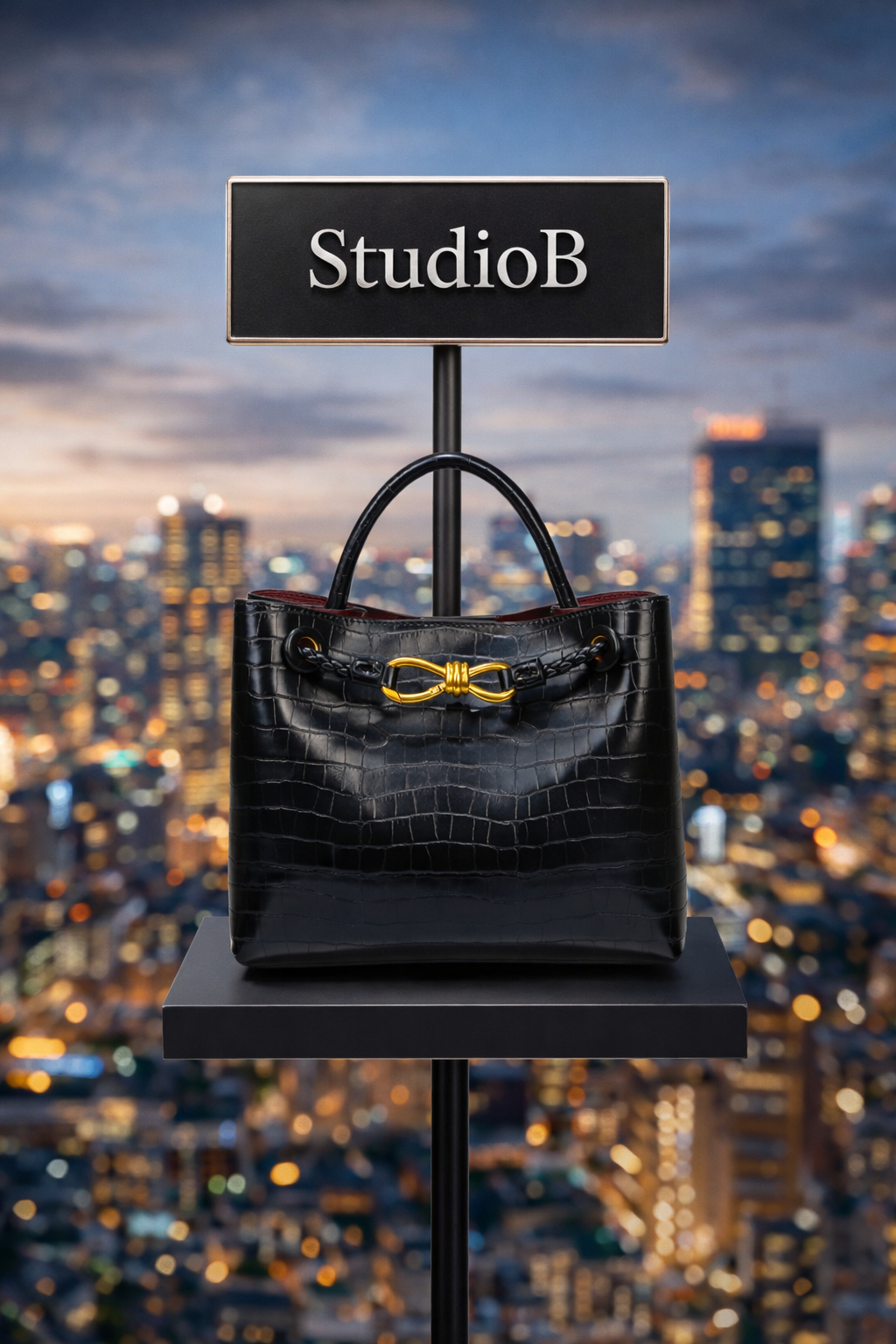 Midnight Luxe Croc Tote – StudioB