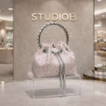 Blush Crystal Luxe Bucket Bag