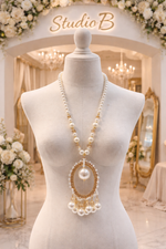 Golden Pearl Halo Necklace