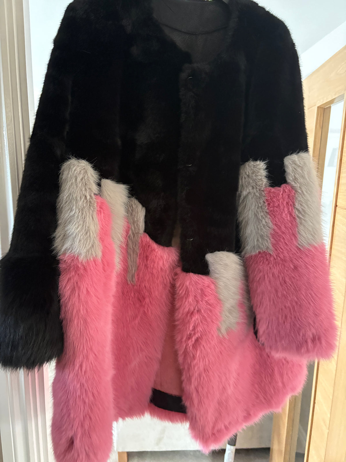 Pink /black fur coat