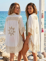 Boho Crochet Lace Panel Kimono Cardigan