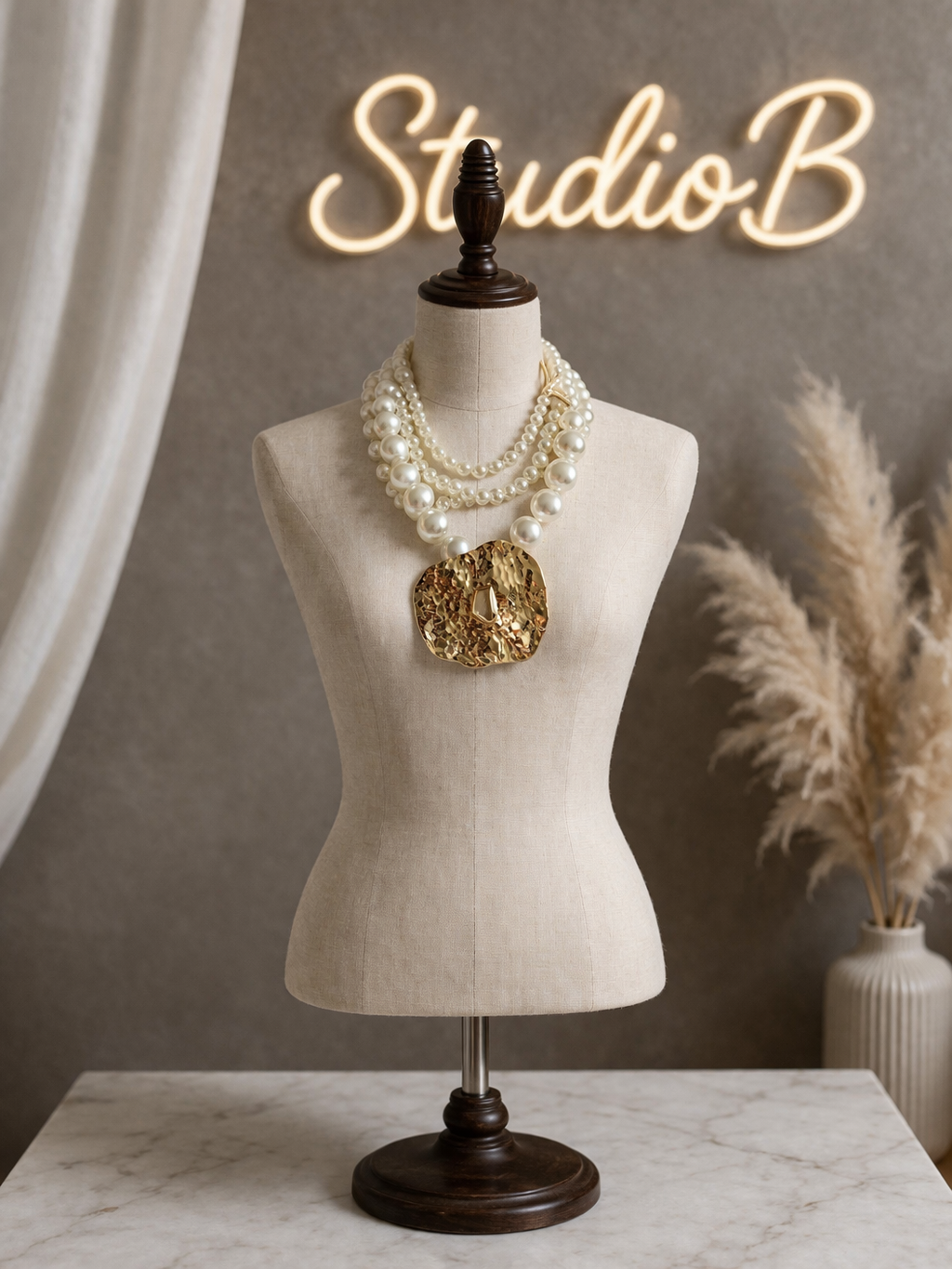 Golden Pearl Luxe Statement Necklace