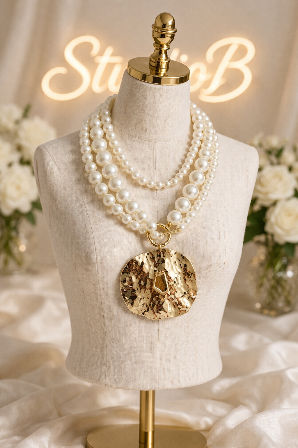 Golden Pearl Luxe Statement Necklace