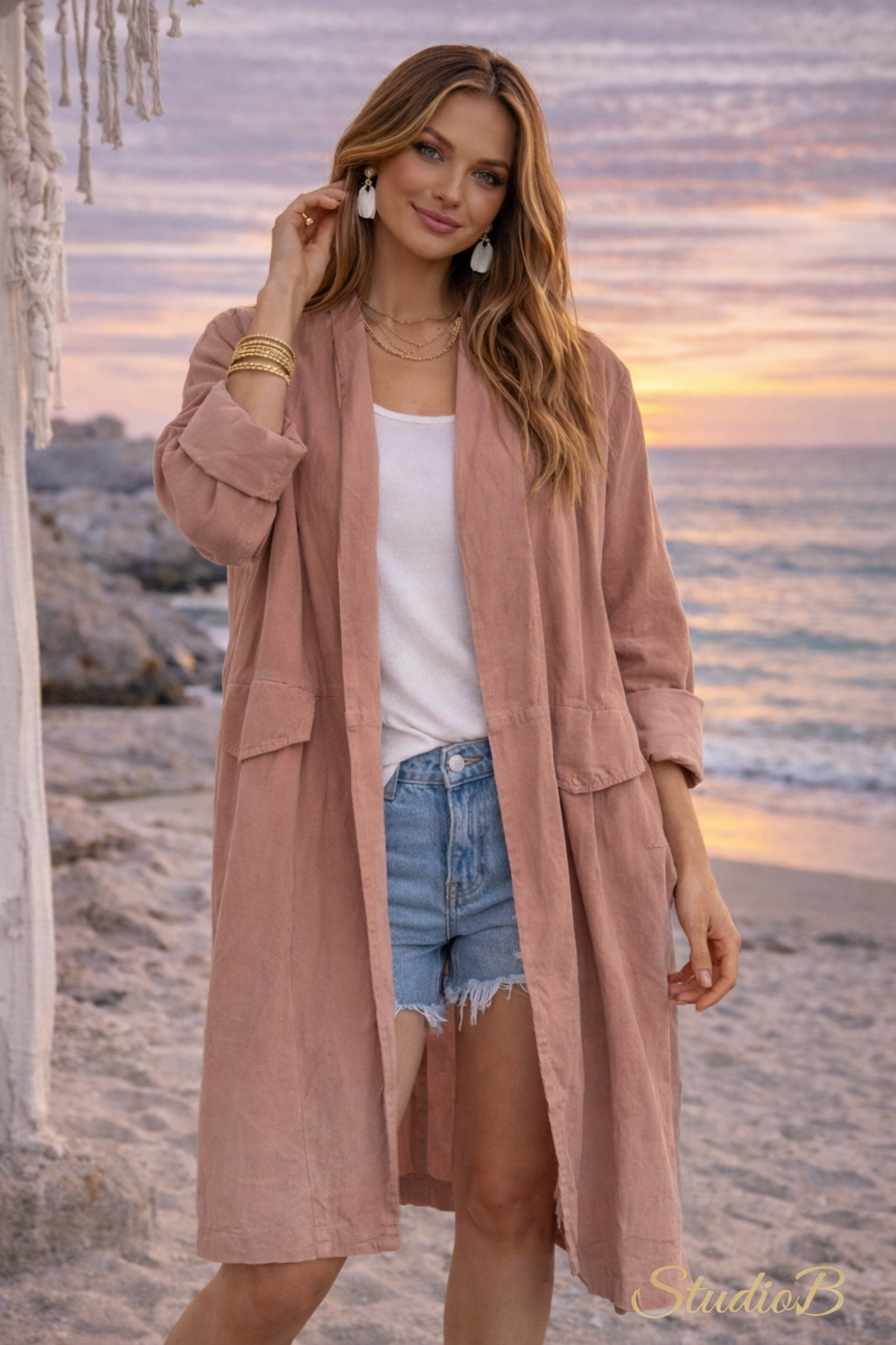 Beige Cord Duster Jacket – by StudioB