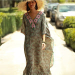 Green Floral Print Beach Cover-Up Dress
