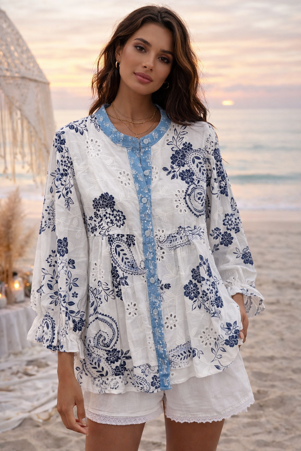 The Santorini Bloom Blouse – StudioB