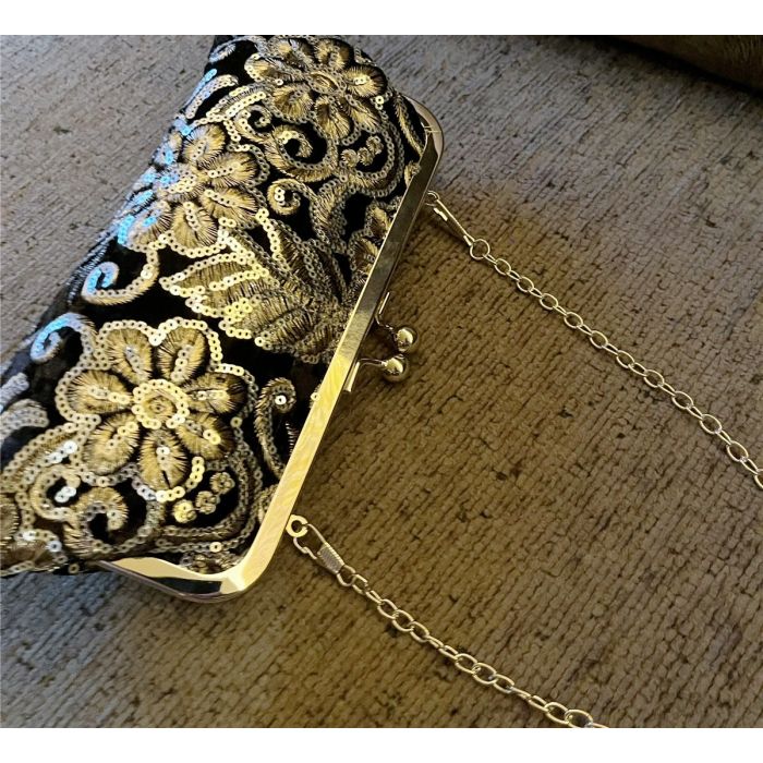 Sparkling Noir Embroidered Clutch Bag