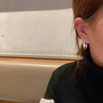 Crystal Gold Hoop Earrings in Silver