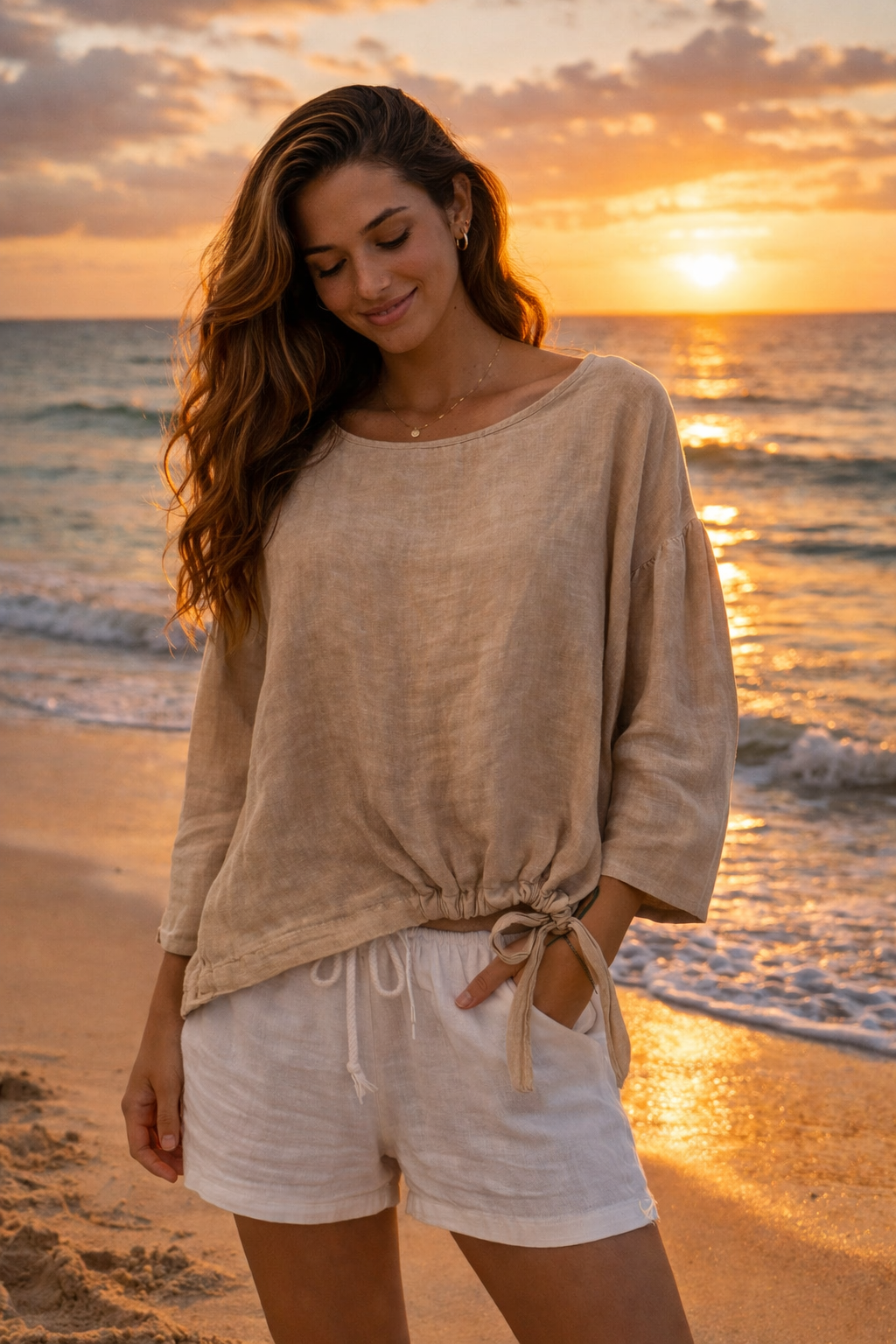 Side tie Roman top