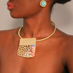 Aurora Gold Statement Necklace with Multi Beads