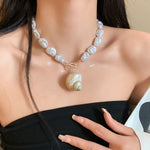 Ivory Pearlies Beaded Necklace with Shell Pendant