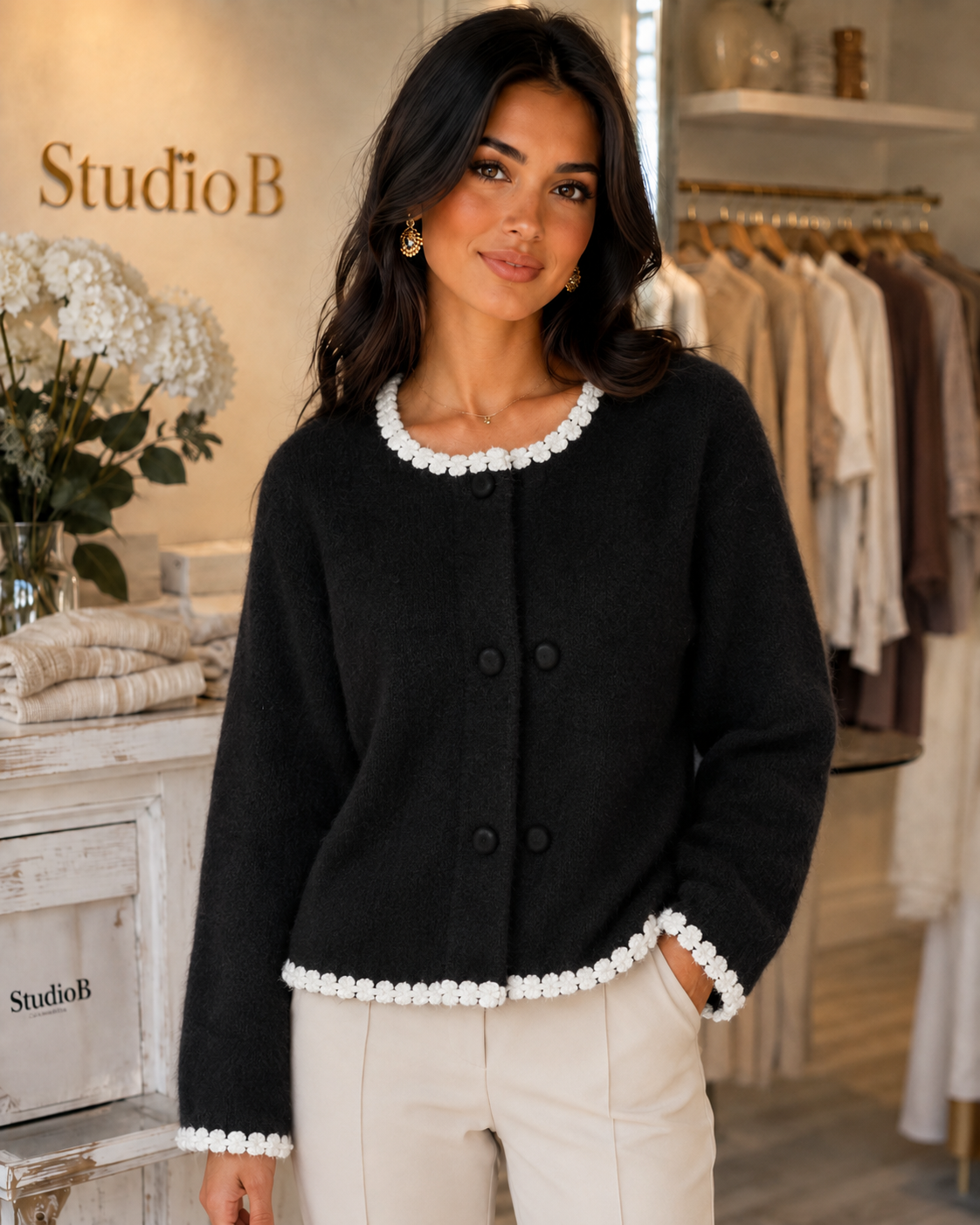 🖤🤍 The Coco Contrast Cardigan
