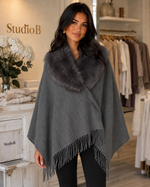 🩶✨ The Aspen Faux Fur Poncho