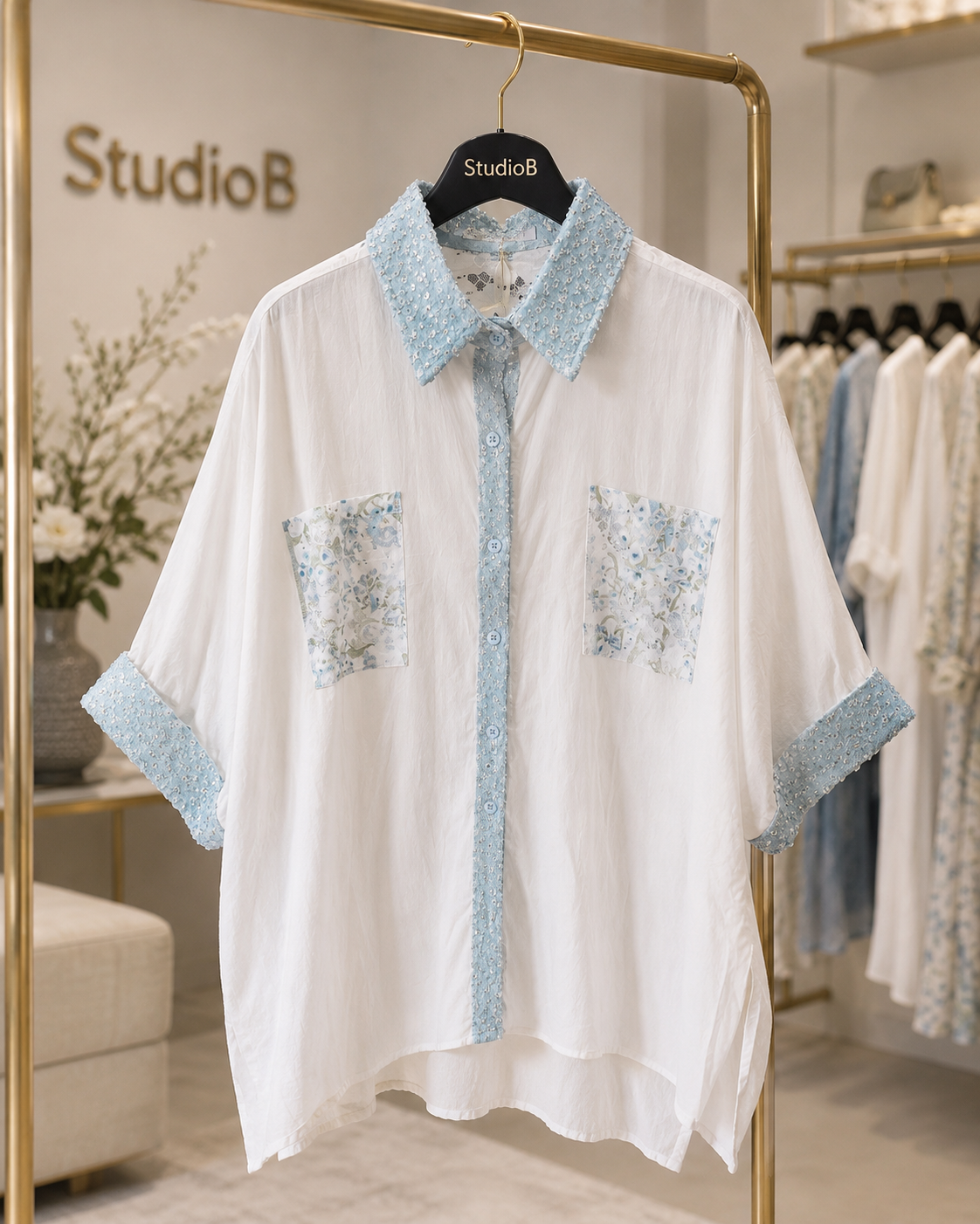 🩵🤍 The Bluebell Sequin Shirt