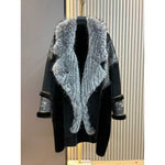 Vintage Suede & Faux Fur Coat in Black