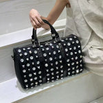 Sparkle and Edge Studded Duffle Bag in Black