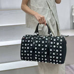 Sparkle and Edge Studded Duffle Bag in Black