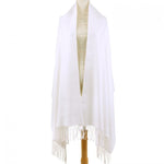White Pashmina Scarf with Delicate Tassels