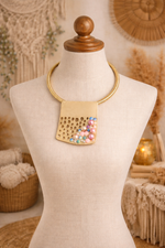 Aurora Gold Statement Necklace with Multi Beads