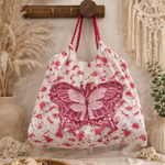 Butterfly Bliss Canvas Shopping Bag in Pink