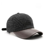 Textured Denim Cap with Brown Visor