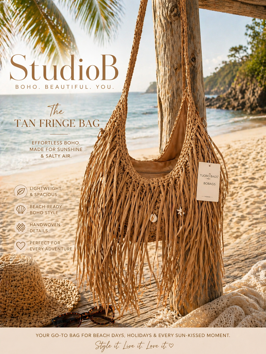 Tan Fringe Boho Bag