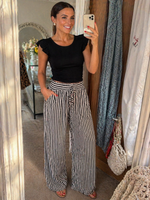 Monaco Stripe Wide-Leg Trousers